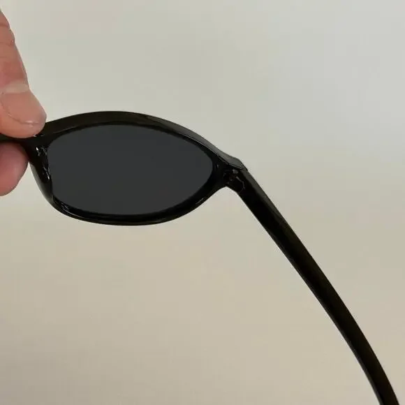 Y2K Black Cat Eye Sunglasses Black Lens Unisex Retro Streetwear UVA UVB - Picture 6 of 8